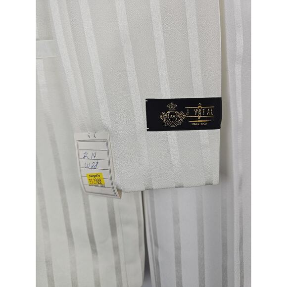 J. Vital Boys 2 PC Formal Dress Suit White Pinstripe 14R x W28 - NWT - Picture 2 of 11